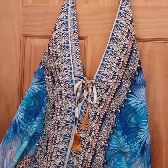 Blue Leopard Exotic Handkerchief Maxi Dress - Picture 4 of 5
